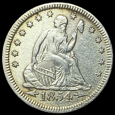1854 Arrows Seated Liberty Quarter HIGH GRADE
