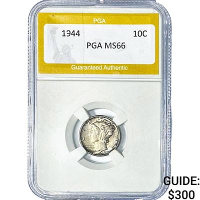 1944 Mercury Silver Dime PGA MS66