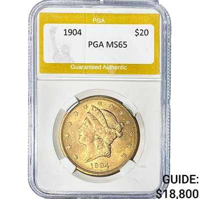 1904 Gold $20 Liberty Head PGA MS65
