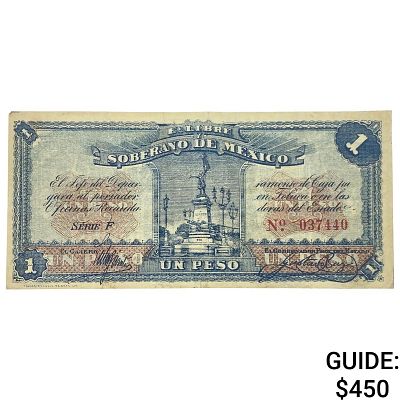 1915 Free and Sovereign State of Mexico 1 Peso