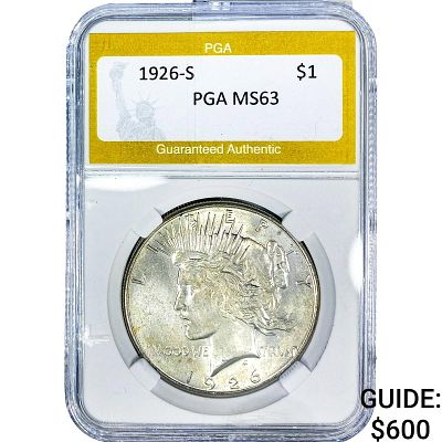 1926-S Silver Peace Dollar PGA MS63