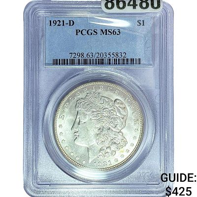 1921-D Morgan Silver Dollar PCGS MS63