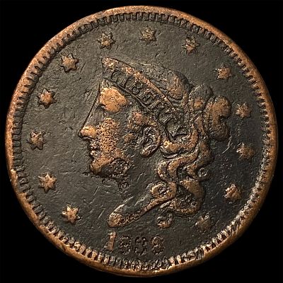 1838 Coronet Head Large Cent LIGHTLY CIRCULATED. 1838 Coronet Head Large Cent LIGHTLY CIRCULATED