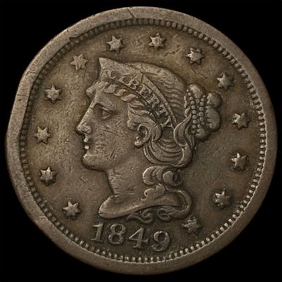 1849 Braided Hair Large Cent NEARLY UNCIRCULATED. 1849 Braided Hair Large Cent NEARLY UNCIRCULATED