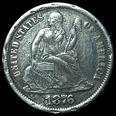 1876-CC Silver Seated Liberty Dime NEARLY UNCIRCULATED