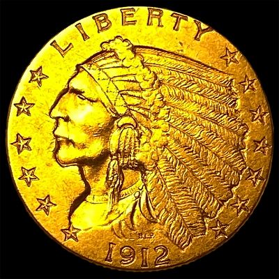 1912 Indian Head Gold $2.50 Quarter Eagle CLOSELY UNCIRCULATED. 1912 Indian Head Gold $2.50 