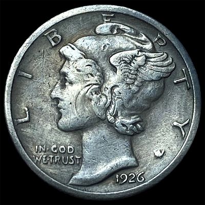 1926-S Silver Mercury Dime CLOSELY UNCIRCULATED. 1926-S Silver Mercury Dime CLOSELY UNCIRCULATED
