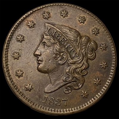 1837 Coronet Head Large Cent CHOICE AU