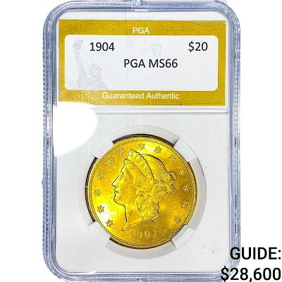 1904 $20 Gold Double Eagle PGA MS66
