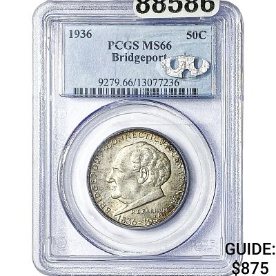1936 Bridgeport Half Dollar PCGS MS66