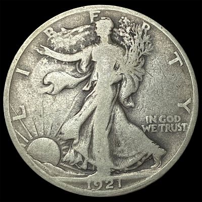 1921-S Silver Walking Liberty Half Dollar LIGHTLY CIRCULATED. 1921-S Silver Walking Liberty 