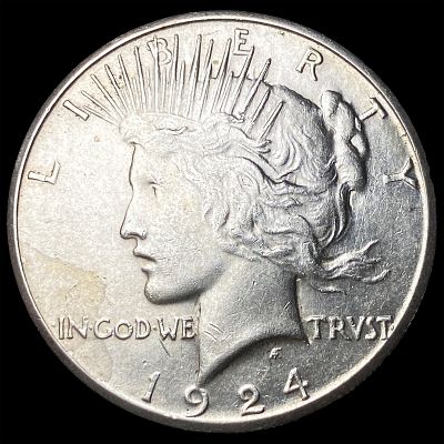 1924-S Silver Peace Dollar CLOSELY UNCIRCULATED. 1924-S Silver Peace Dollar CLOSELY UNCIRCULATED