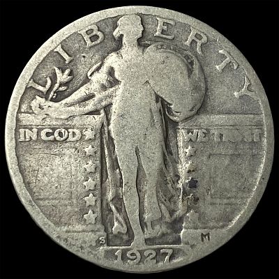 1927-S Silver Standing Liberty Quarter NICELY CIRCULATED. 1927-S Silver Standing Liberty 