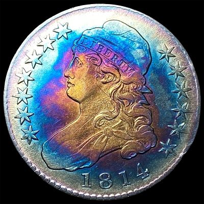 1814 Toned Capped Bust Half Dollar CLOSELY UNCIRCULATED. 1814 Toned Capped Bust Half Dollar 