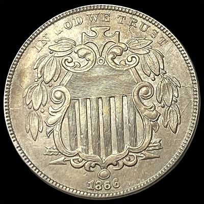 1866 Shield Nickel CHOICE AU