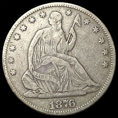 1876 Seated Liberty Half Dollar ABOUT UNCIRCULATED. 1876 Seated Liberty Half Dollar ABOUT 