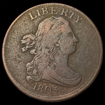 1805 Draped Bust Half Cent ABOUT UNCIRCULATED