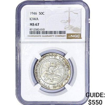 1946 Iowa Half Dollar NGC MS67