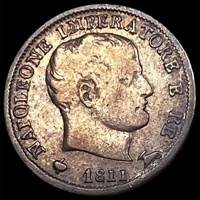 1811 M Italy Napoleon I Silver 5 Soldi