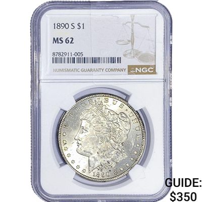1890-S Morgan Silver Dollar NGC MS62