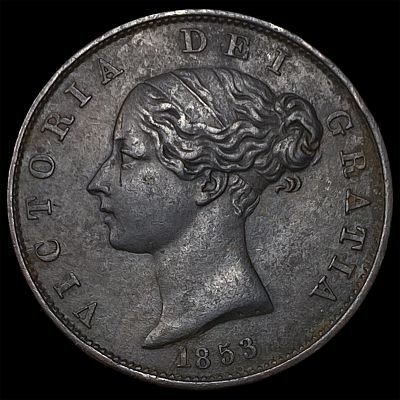 1853 Great Britain Copper 1/2 Penny KM 726