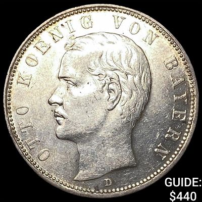 1913D Bavaria Silver 5 Mark