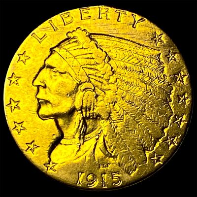 1915 Indian Head $2.5 Gold Quarter Eagle CLOSELY UNCIRCULATED. 1915 Indian Head $2.5 Gold 