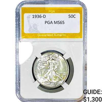 1936-D Walking Liberty Half Dollar PGA MS65