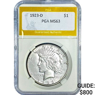 1923-D Silver Peace Dollar PGA MS63