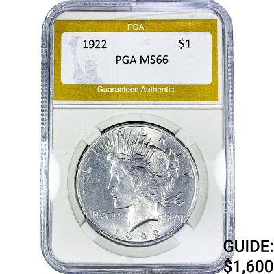 1922 Silver Peace Dollar PGA MS66