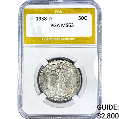 1938-D Walking Liberty Half Dollar PGA MS63