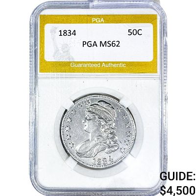 1834 Capped Bust Half Dollar PGA MS62