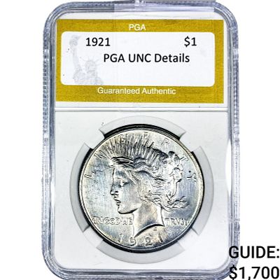 1921 Silver Peace Dollar PGA UNC Details