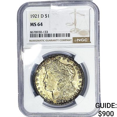 1921-D Morgan Silver Dollar NGC MS64