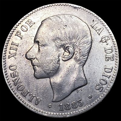 1883 Spain Silver 3 Pesetas