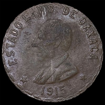 1915 Mexico Oaxca Copper 5 Centavos