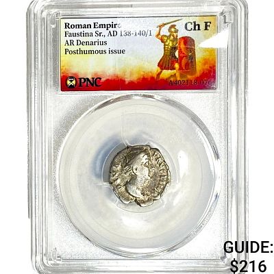 Roman Faustina Sr.,AD 138-140/1 AR Denarius PNC ChF. Roman Faustina Sr., AD 138-140/1 AR 