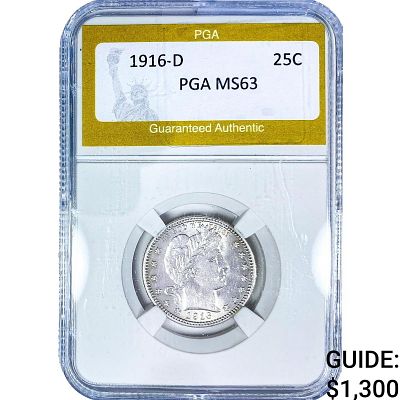 1916-D Barber Quarter PGA MS63