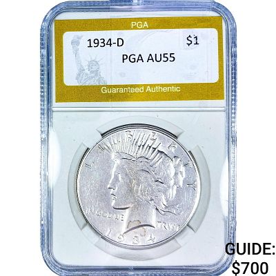 1934-D Silver Peace Dollar PGA AU55