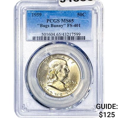1959 Franklin Half Dollar PCGS MS65