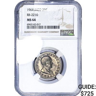 1964 Washington Silver Quarter NGC MS64