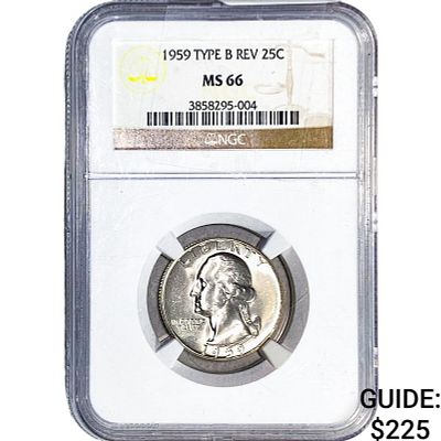 1959 Washington Silver Quarter NGC MS66 TYPE B