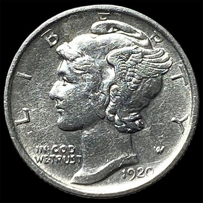 1920-S Silver Mercury Dime CHOICE AU