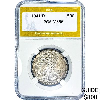 1941-D Walking Liberty Half Dollar PGA MS66