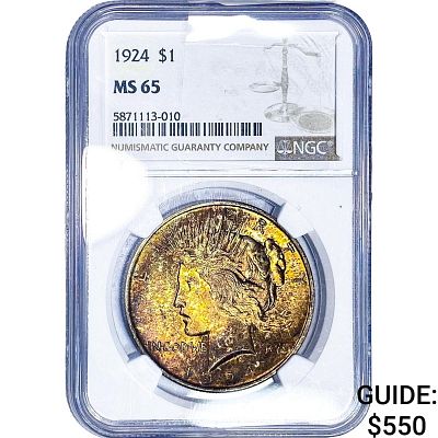 1924 Silver Peace Dollar NGC MS65