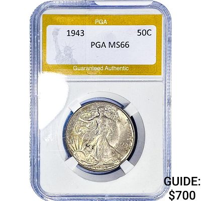 1943 Walking Liberty Half Dollar PGA MS66
