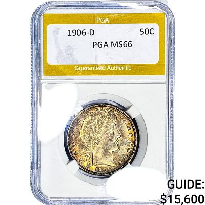 1906-D Barber Half Dollar PGA MS66