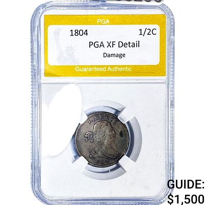 1804 Draped Bust Half Cent PGA XF Detail Damage