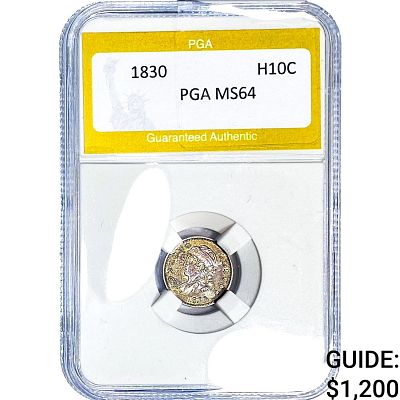 1830 Capped Bust Dime PGA MS64