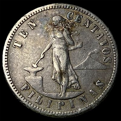 1904S Philippines Silver 10 Centavos
